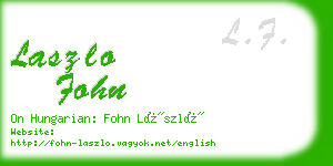 laszlo fohn business card